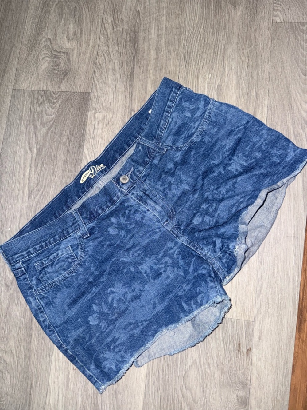 Divided Blue Floral Pattern Denim Shorts